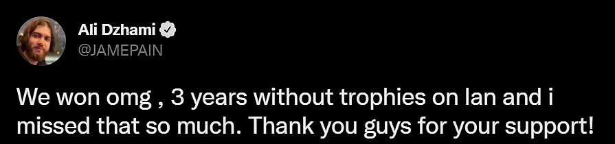 Jame after winning ESL Challenger Rotterdam 2022