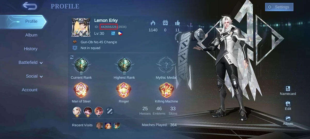 Open Mobile Legends and copy your game ID from your profile section in the game.