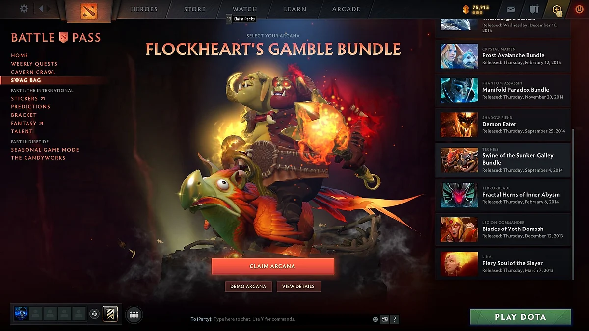 Free Arcana in Dota 2