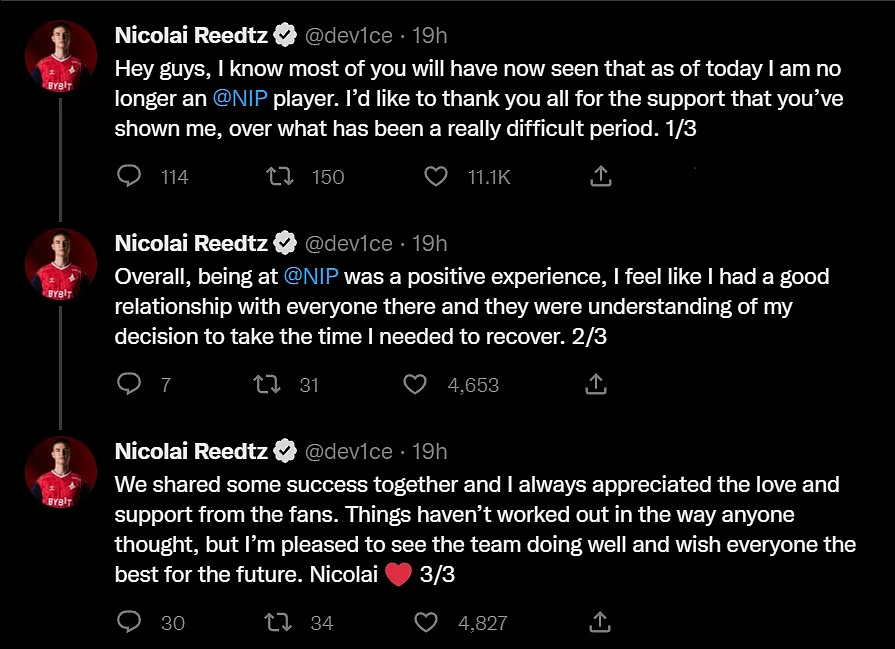 Device statement after moving from NIP to Astralis