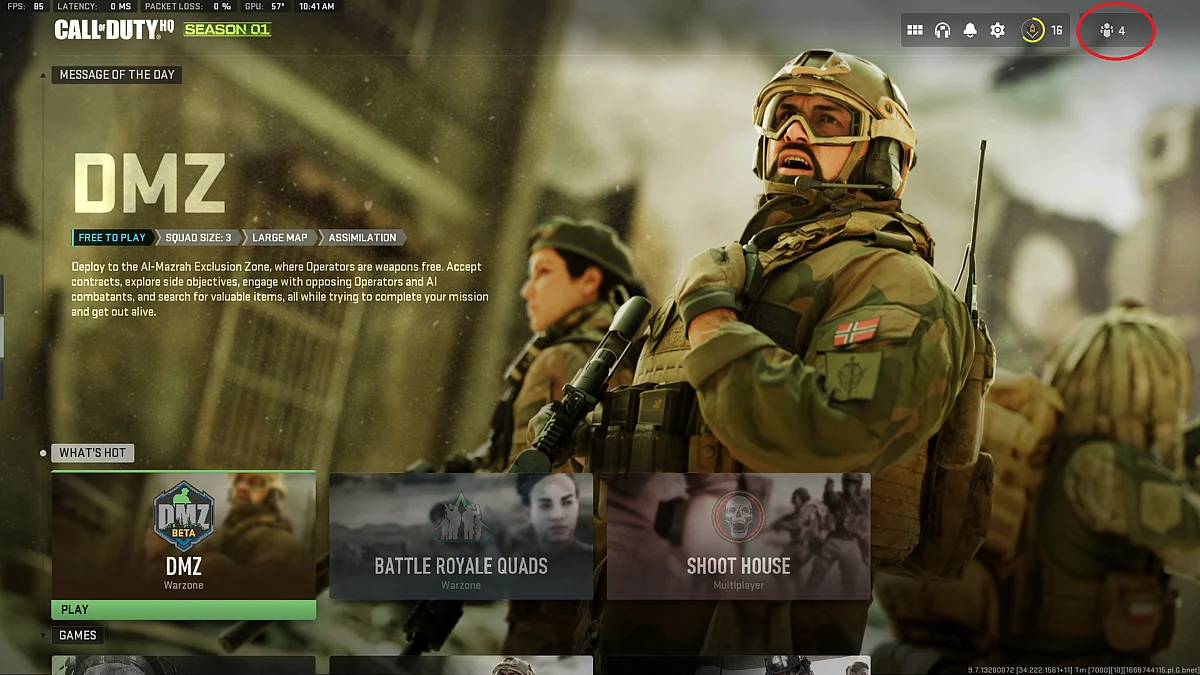 The Social tab is located on the top right corner of the main menu. Note that crossplay in Call of Duty Warzone 2 is enabled by default.