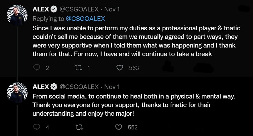 ALEX provides an update on his situation