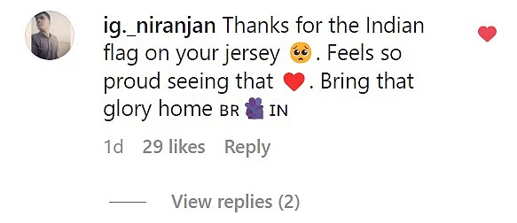 Fan praises Influence Chemin for including Indian flag on its PMGC 2022 jersey