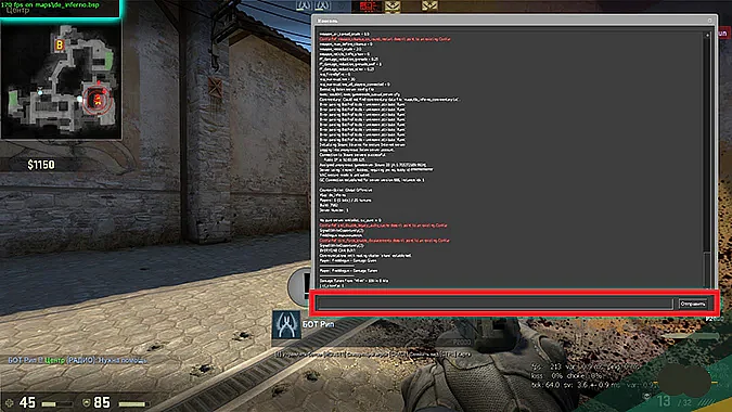 CS:GO console commands input placement