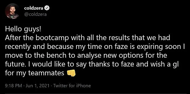 Olofmeister Returns to Faze Clan’s Active CS:GO Lineup After 4 Months