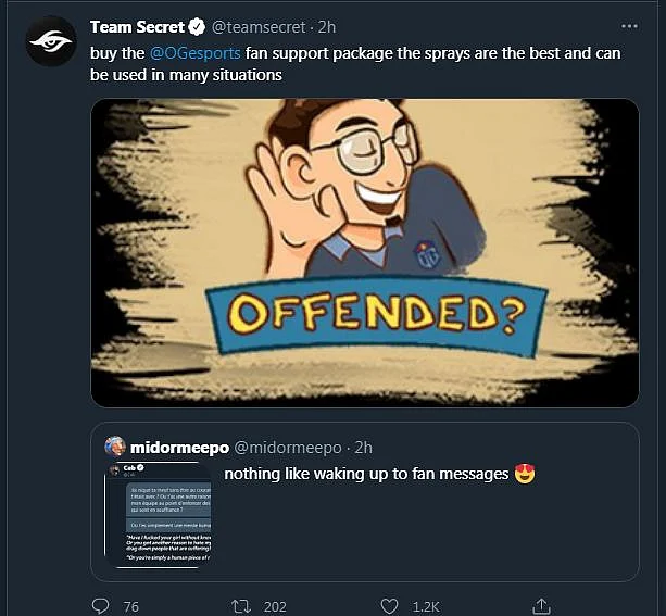 Ceb Lashes Out at Team Secret's Twitter Guy Midormeepo