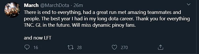 March Parts Ways With TNC Predator