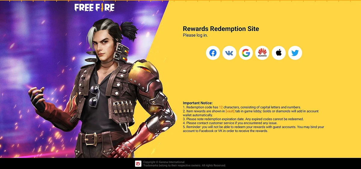 Free Fire Redeem Code For April 22nd