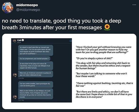 Ceb Lashes Out at Team Secret's Twitter Guy Midormeepo