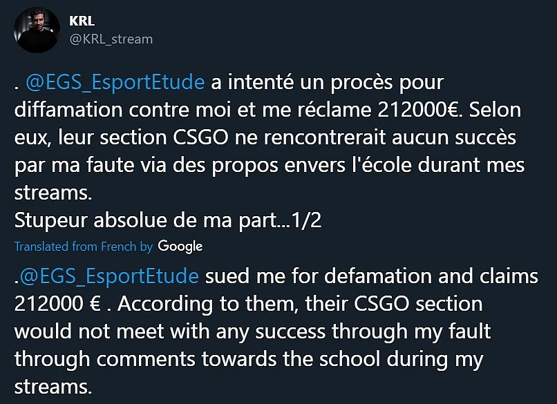 French CS:GO Twitch Streamer Sued For $250,000 by Gaming School