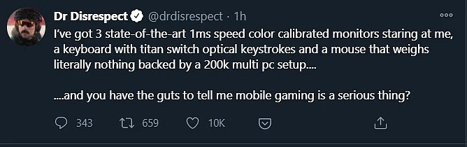 Dr Disrespect Takes a Shot at Mobile Gaming Once Again