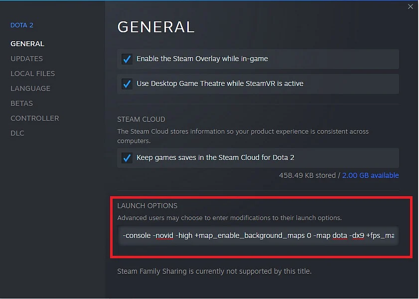 dota 2 launch options to increase fps