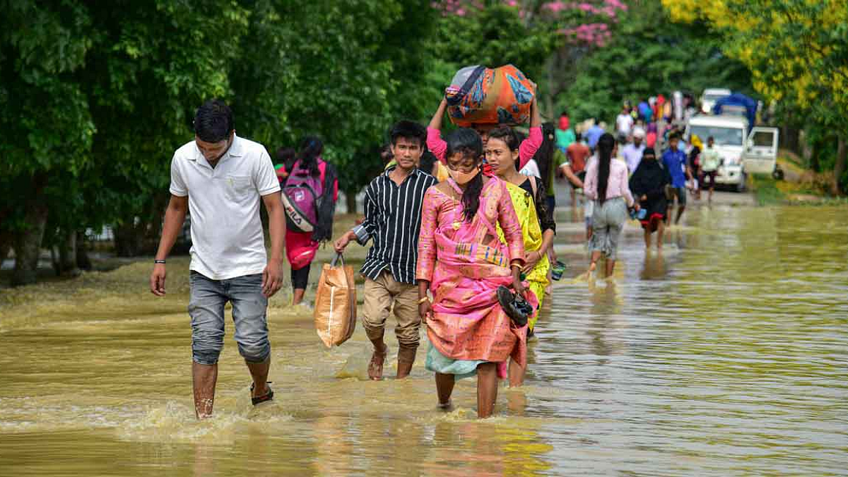 आसाममधल्या चहाच्या मळ्यांना पुराचा फटका