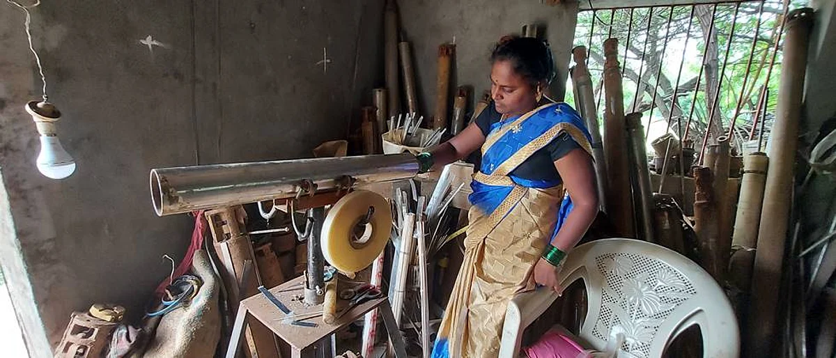 Savita Katkar while doing motor repair work.
