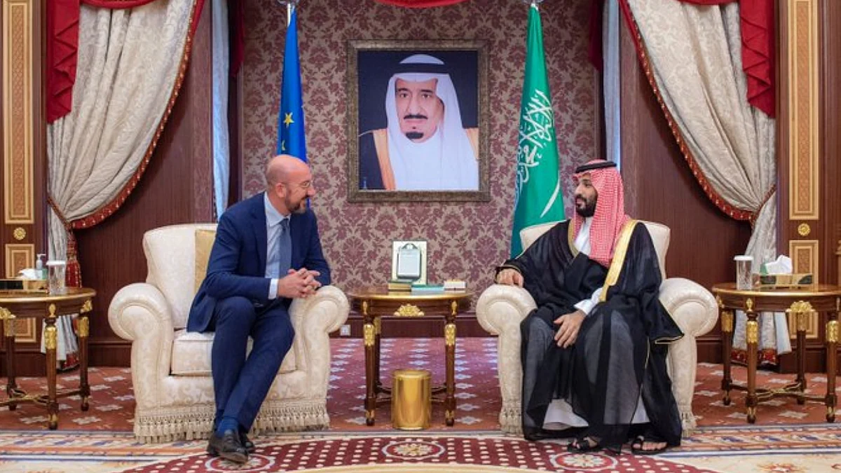 ولي العهد يبحث مع رئيس المجلس الأوروبي