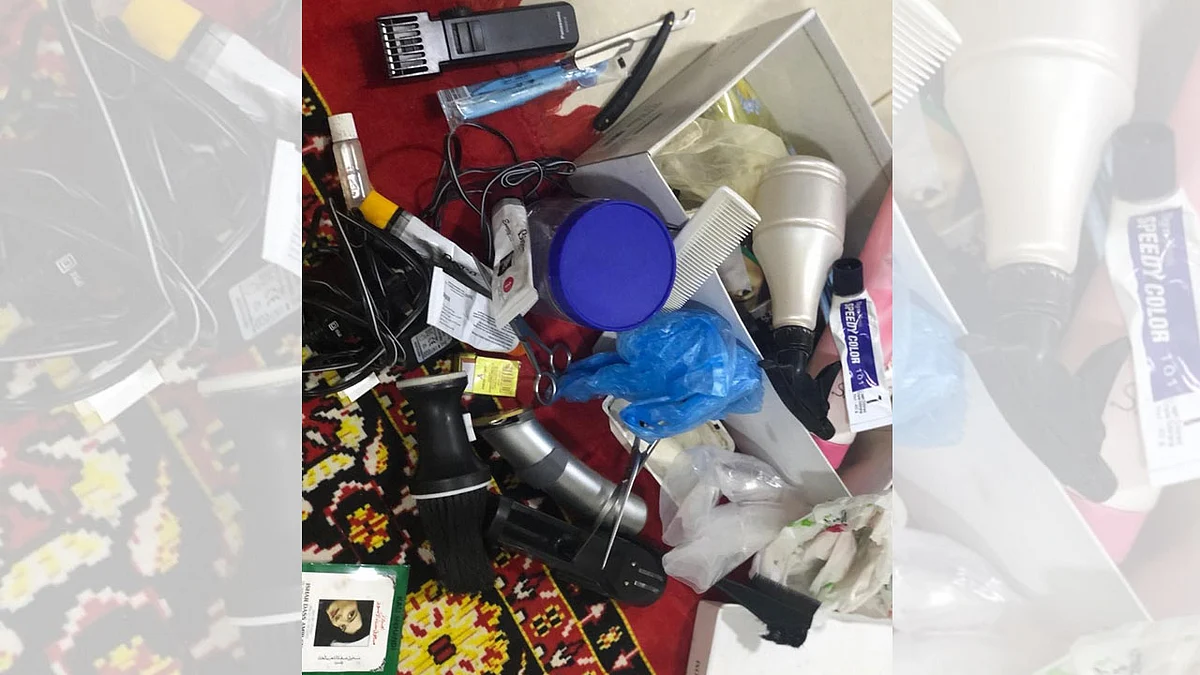 بالصور.. ضبط محل حلاقة داخل مسكن خاص بالخرج