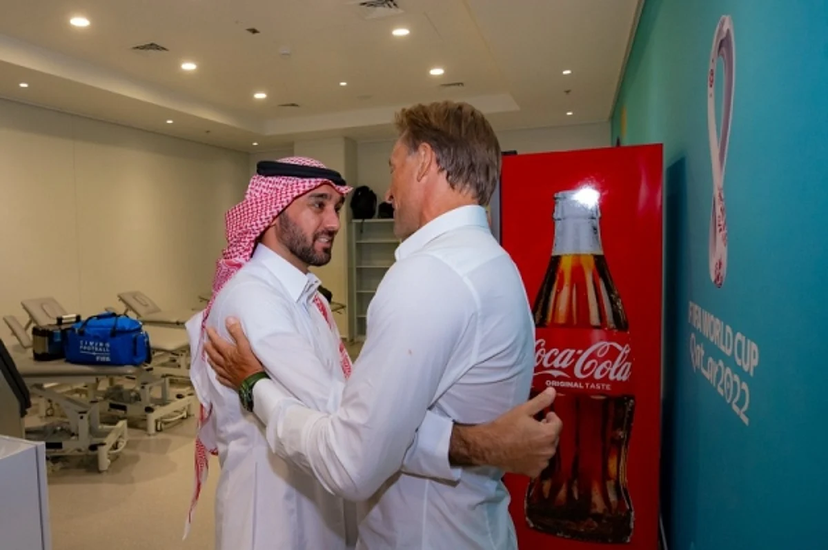 Minister of Sports Prince Abdulaziz bin Turki and Herve Renard.