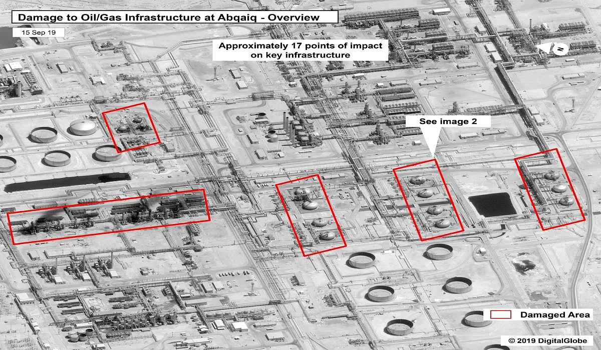 Washington reveals aerial photographs of terrorist attacks on Aramco plants