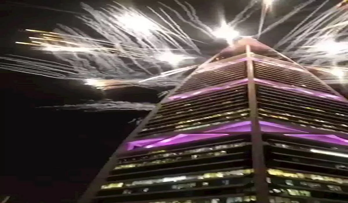 Fireworks light up the Saudi capital's skyline Wednesday night.