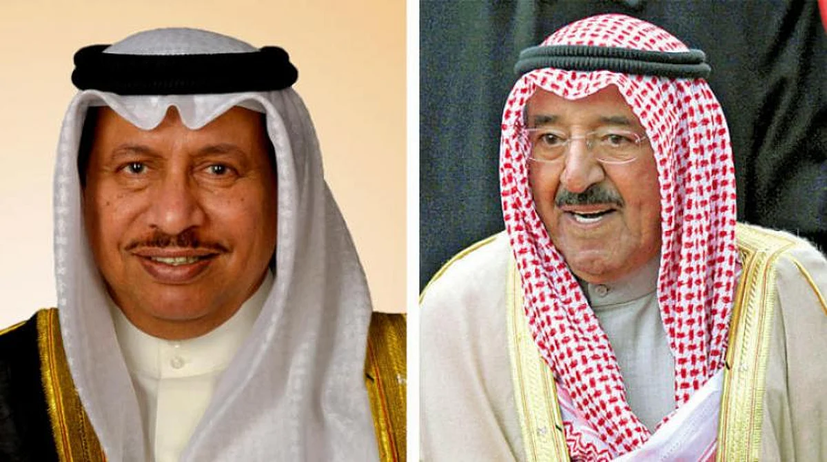 Sheikh Sabah Al-Ahmad Al-Jaber Al-Sabah and the Outgoing Prime Minister, Sheikh Jaber Al-Mubarak.