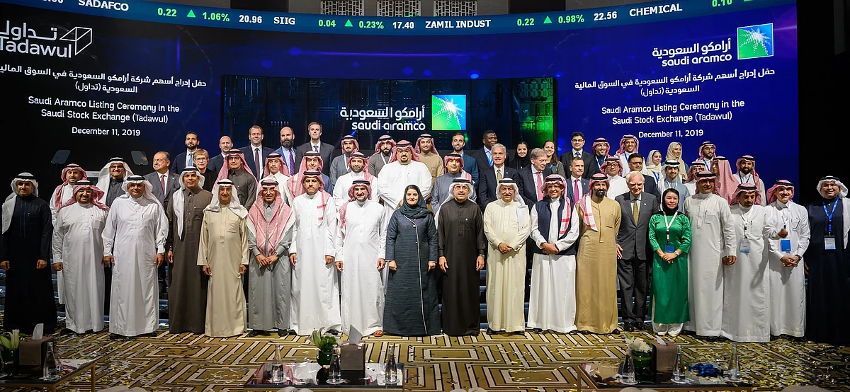 An Archive photo of Aramco's Listing session on Tadawul.