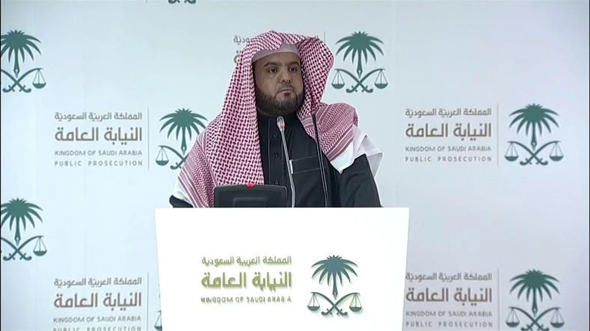Saudi Arabia’s public prosecutor speaking during a press conference in Riyadh.