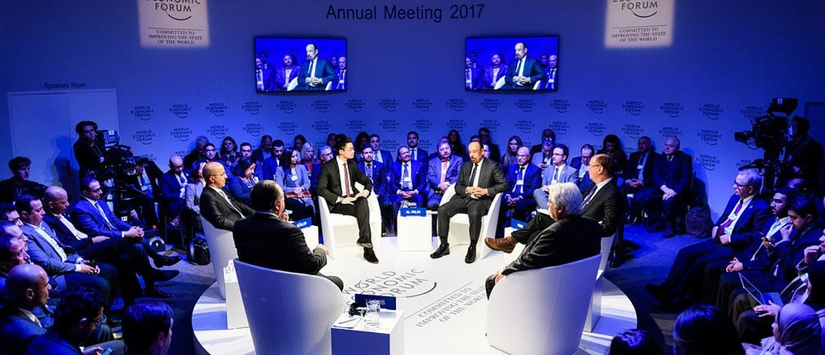 An archive photo of WEF in 2017, Khalid Al-Falih talks about of Saudi Arabia’s Vision 2030 path.