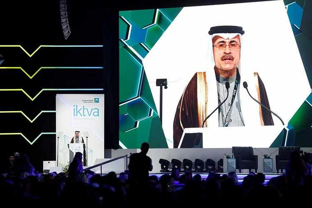 Amin H. Nasser, president and CEO of Saudi Aramco speaks during inauguration of IKTVA Forum and Exhibition 2020 at Dhahran Expo Center, in Dammam, Saudi Arabia, February 24, 2020.