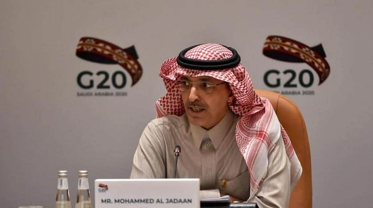 Saudi Minister of Finance Mohammed Al-Jadaan speaks during a meeting of Finance ministers and central bank governors of the G20 nations in the Saudi capital Riyadh on February 23, 2020. AFP