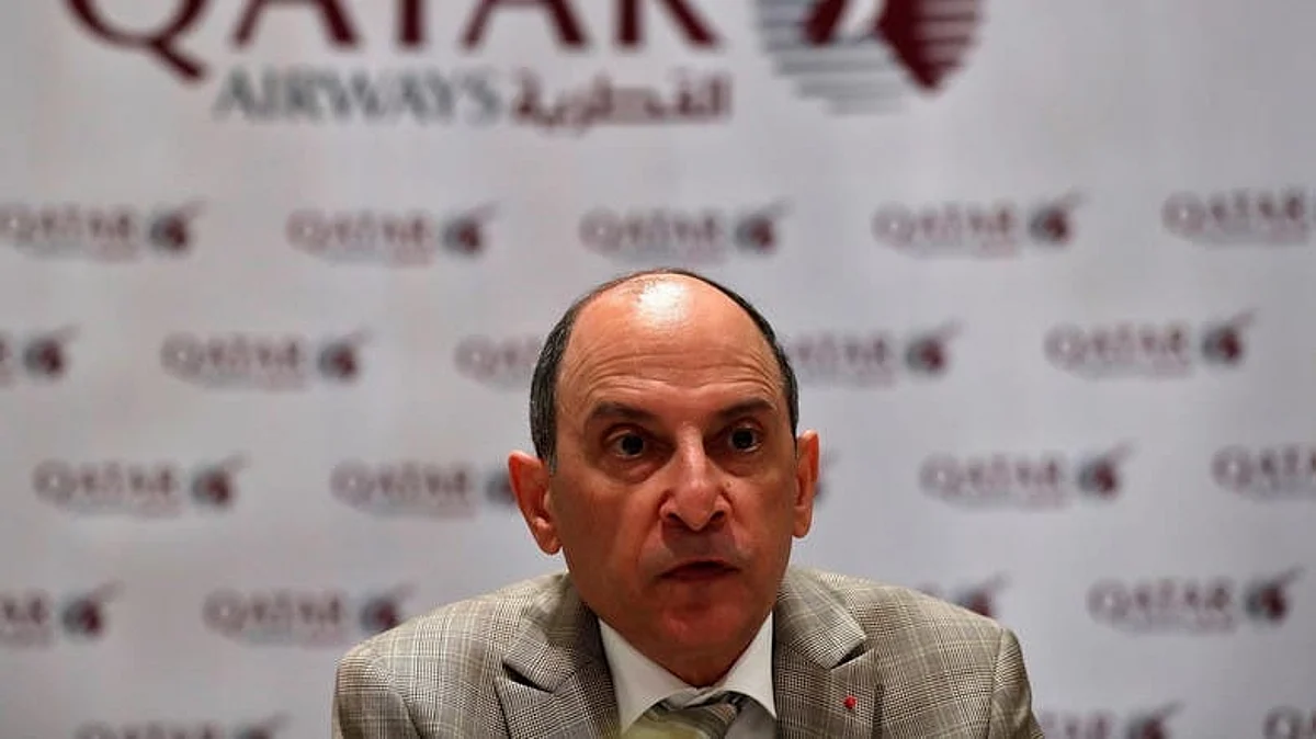 Akbar Al Baker, Qatar Airways CEO, talks to media during a roundtable conference in New Delhi.