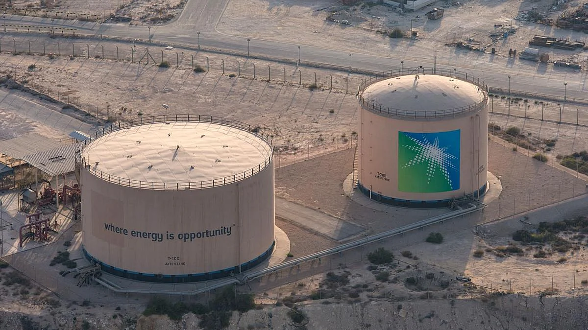 Saudi Aramco oil tanks in the east coast city of Dhahran, where Saudi forces intercepted a missile on March 7, 2021. Saudi Aramco / AFP