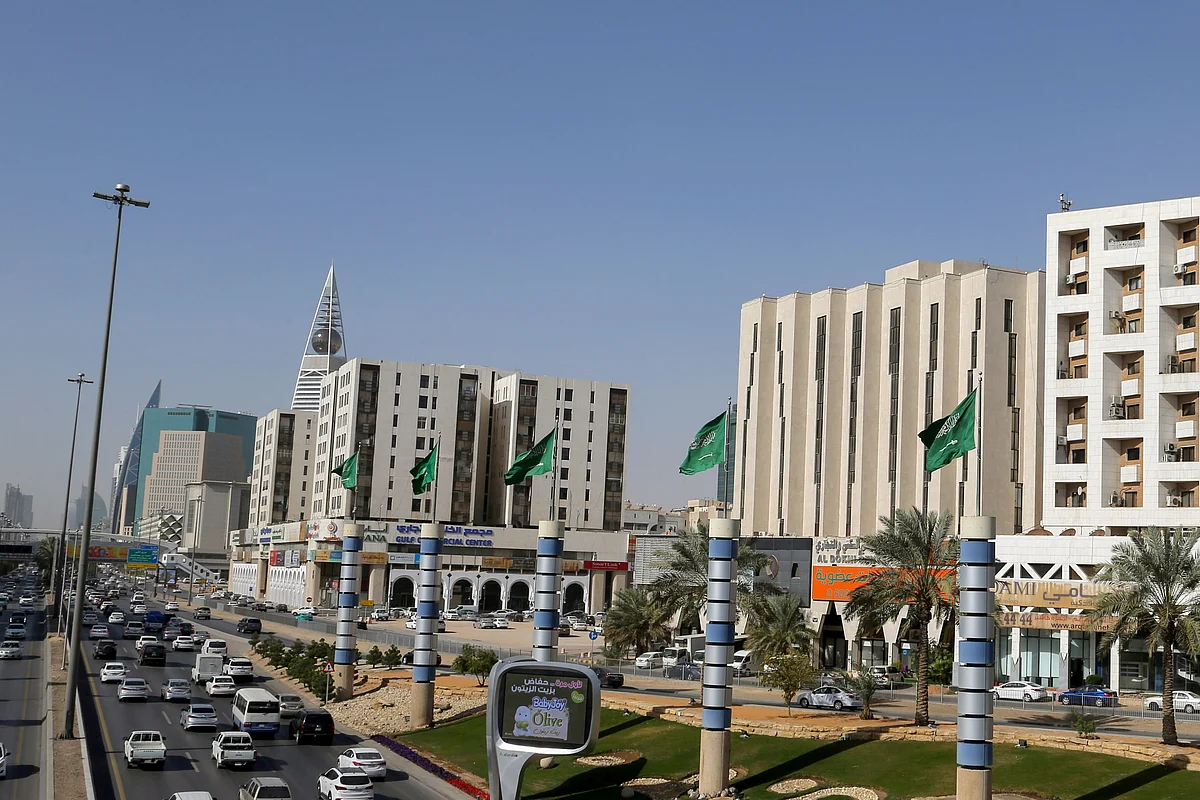 FILE PHOTO: A view shows vehicles driving on a street in Riyadh, Saudi Arabia February 16, 2021.