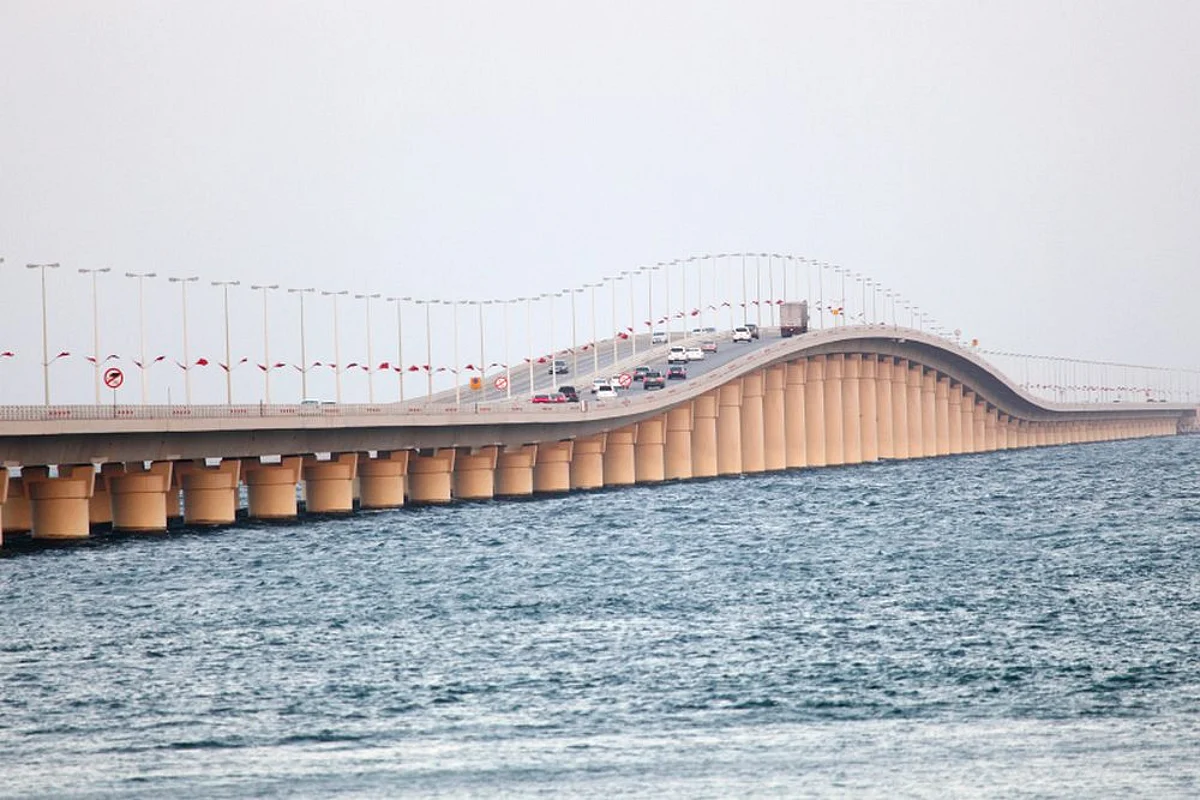 King Fahd Causeway over the Gulf of Bahrain between Kingdom of Bahrain and Kingdom of Saudi Arabia