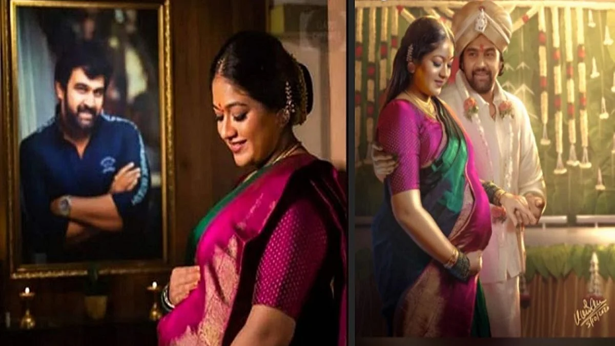 നിറവയറുമായി പ്രിയപ്പെട്ടവനെ കാണാന് മേഘ്ന എത്തി