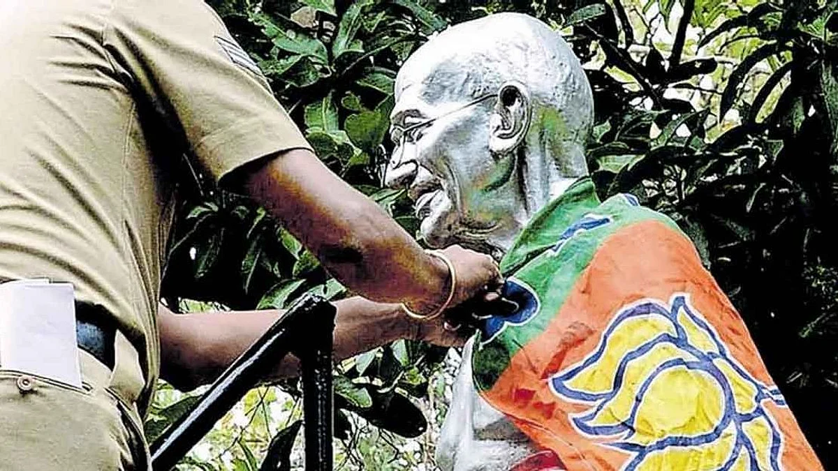പാലക്കാട് ഗാന്ധി പ്രതിമയില് ബിജെപി പതാക കെട്ടിയ പ്രതി പിടിയിൽ