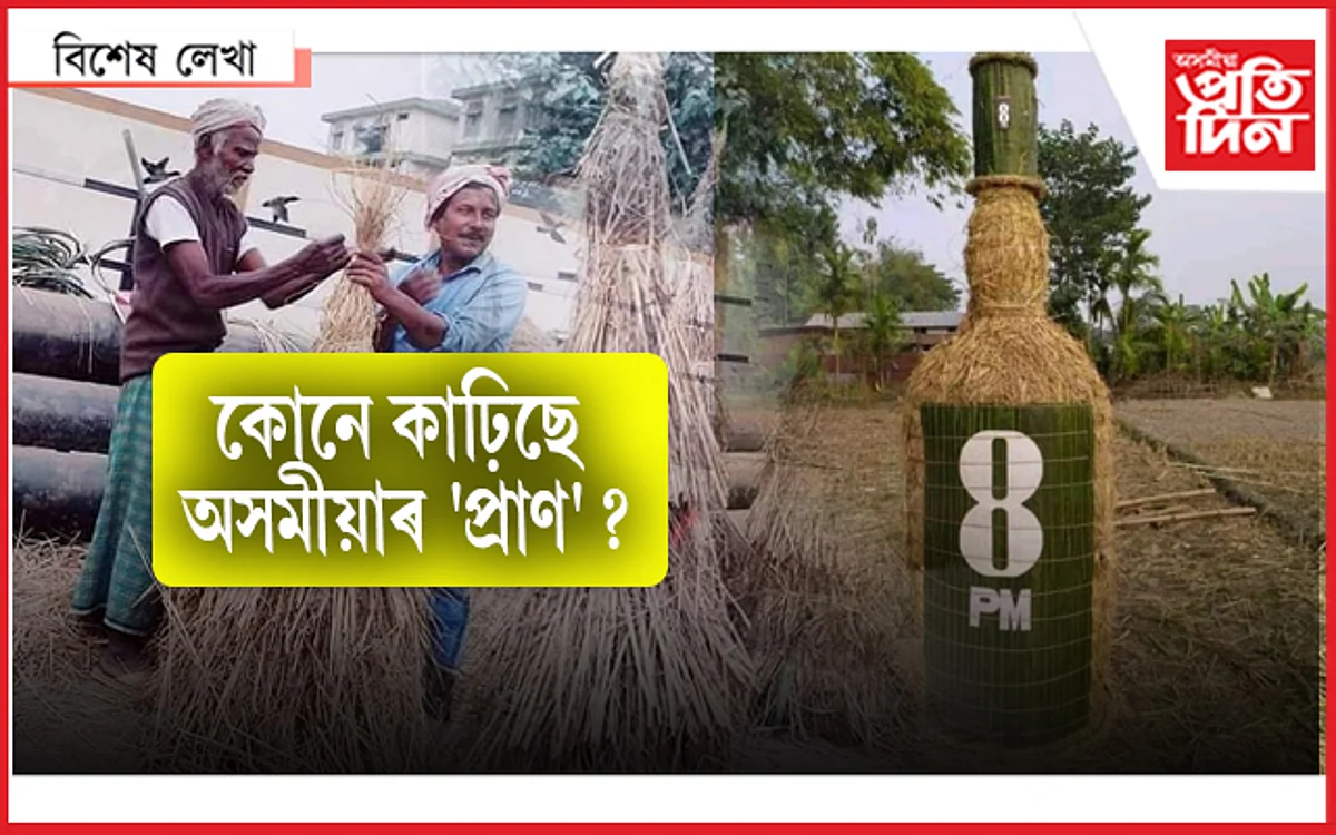 হায় অসমীয়া ! সুৰাৰ বটল আৰু ডেৰ ফুটিয়া খেৰৰ জুমুঠিও হ'ল 'মেজি'