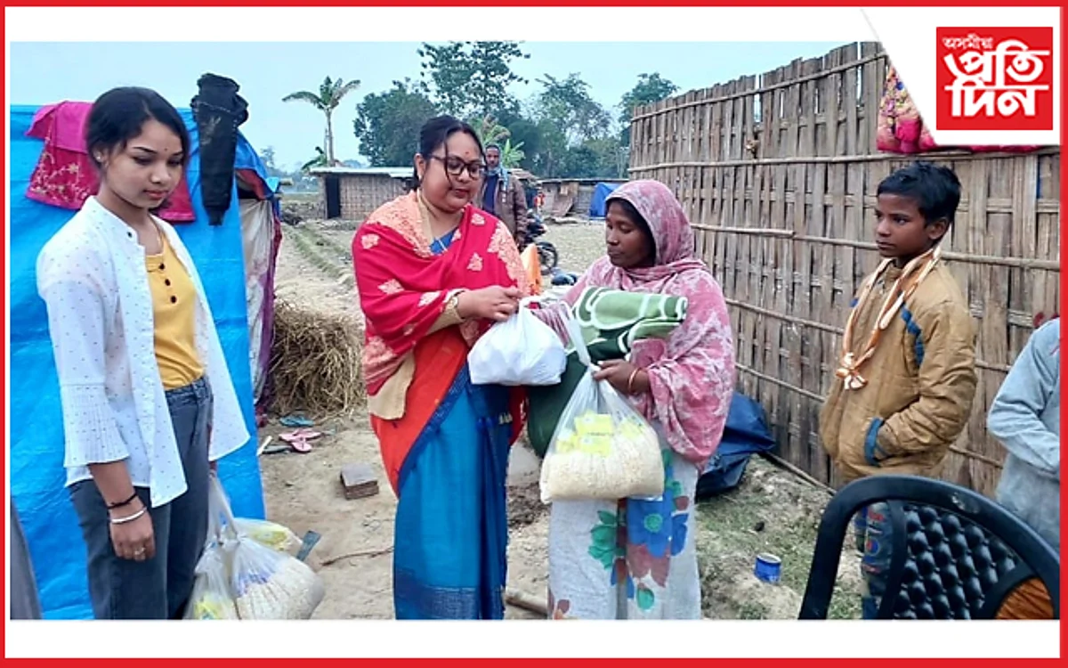 পাভৰ উচ্ছেদিত দুৰ্ভগীয়া পৰিয়াললৈ সাহায্য প্ৰদান জনহিতৈষী ধৰ্মকান্ত গগৈৰ