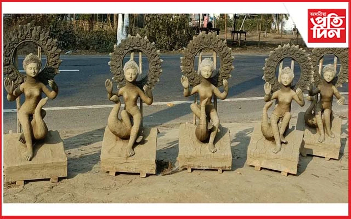 বিদ্যাৰ দেৱী সৰস্বতী পূজালৈ মাজত এটা দিন,বিৰামহীন ব্যস্ততা মৃৎশিল্পীৰ