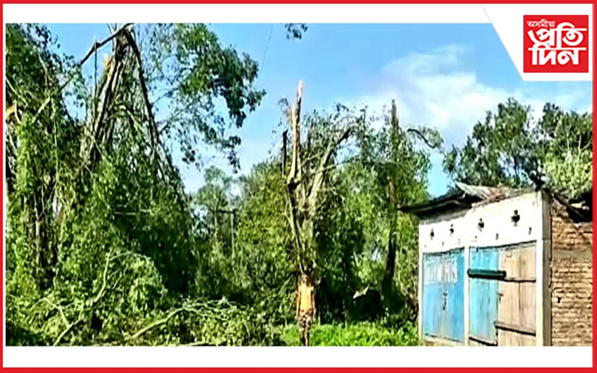 ঢকুৱাখনাত ধুমুহাৰ তাণ্ডৱ, ঢকুৱাখনা-ডিব্ৰুগড় সংযোগী পথ বন্ধ…
