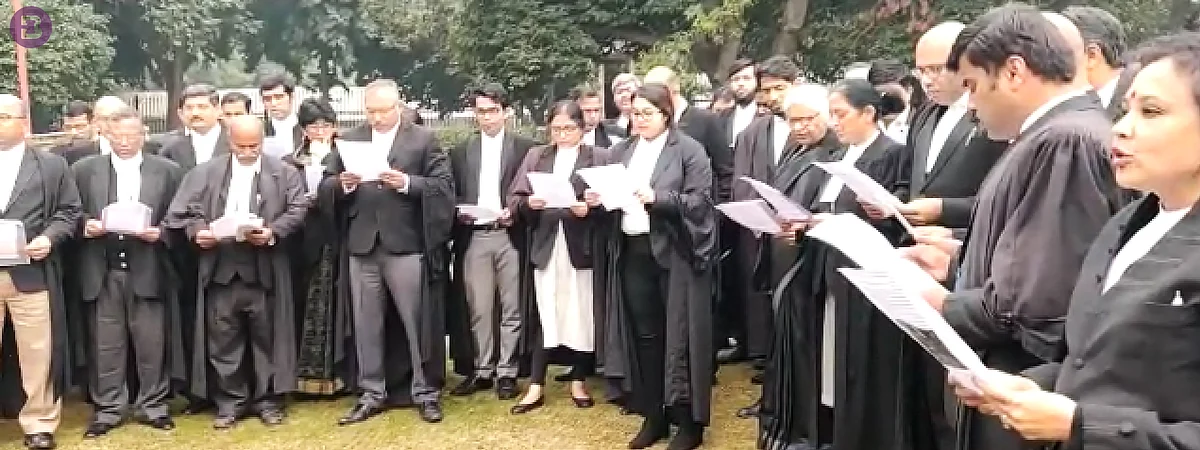 Supreme Court lawyers reading Preamble to the Constitution of India back in January 2020, in the backdrop of CAA 2019 protests