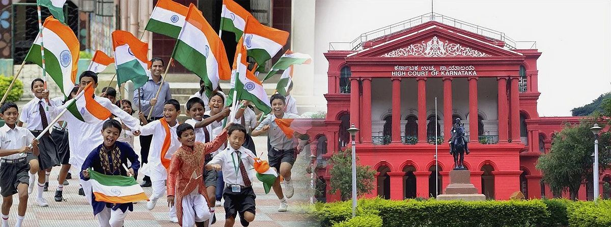 Karnataka HC and students with national flag