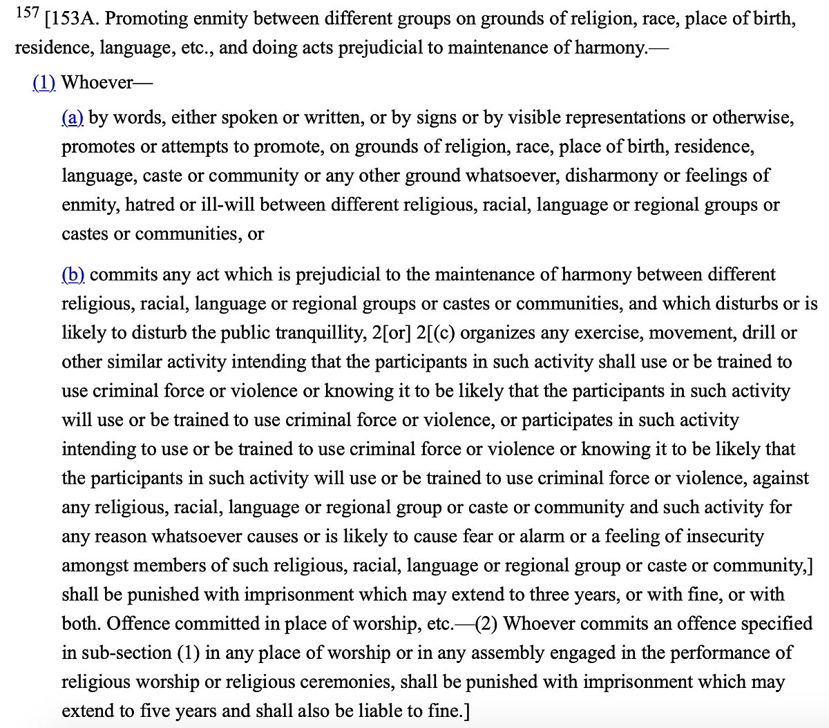 Section 153A IPC