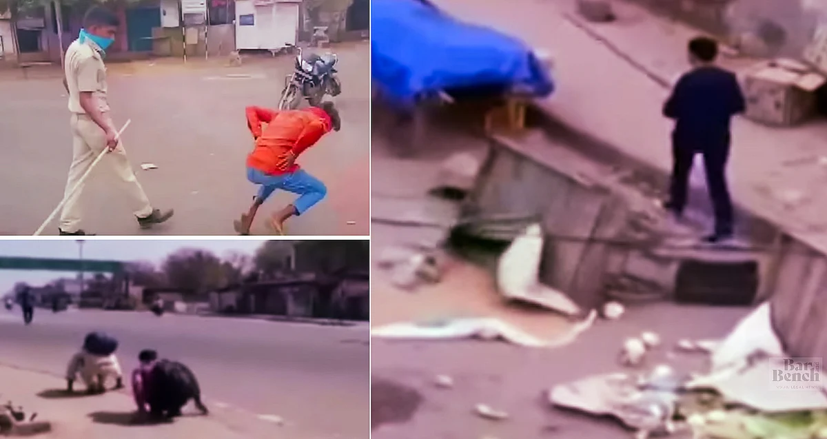 Police Excesses include throwing vegetable carts and making migrant labour hop