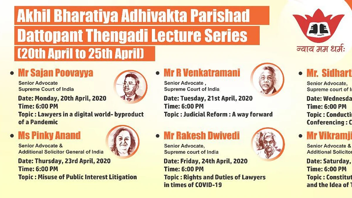 Akhil Bhartiya Adhivakta Parishad to commence the Dattopant Thengadi Lecture Series from today; live streaming on all social media platforms