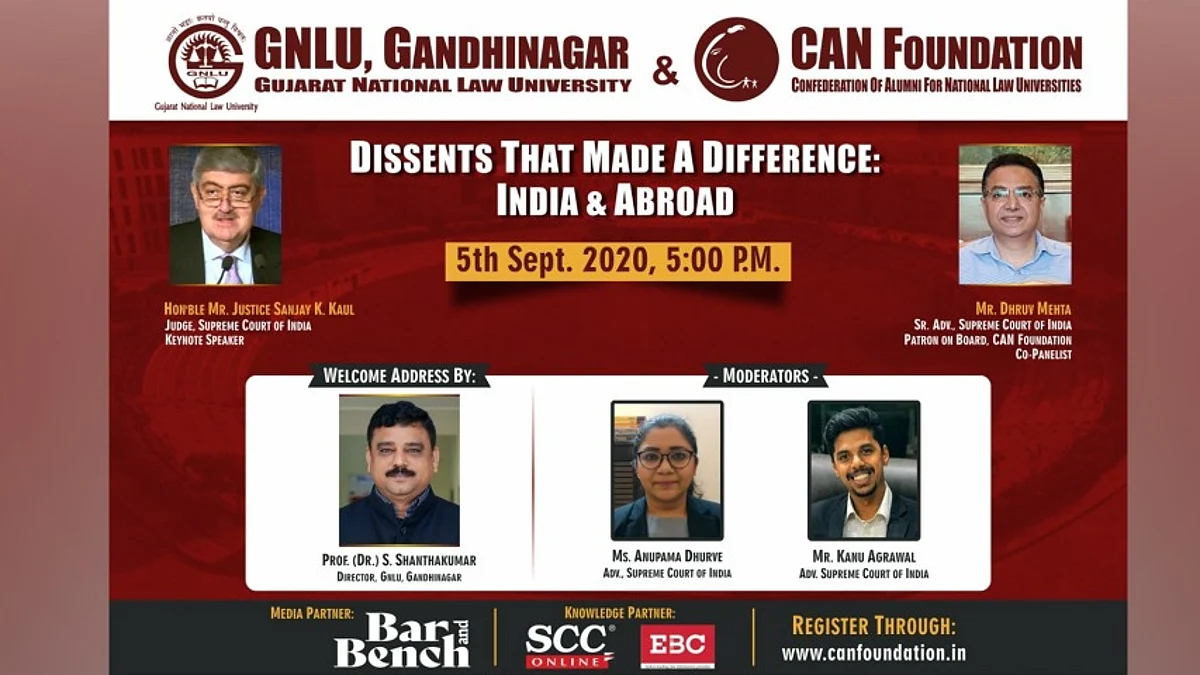 Webinar Alert: Justice Sanjay Kishan Kaul, Senior Advocate Dhruv Mehta to speak on "Dissents that made a difference"