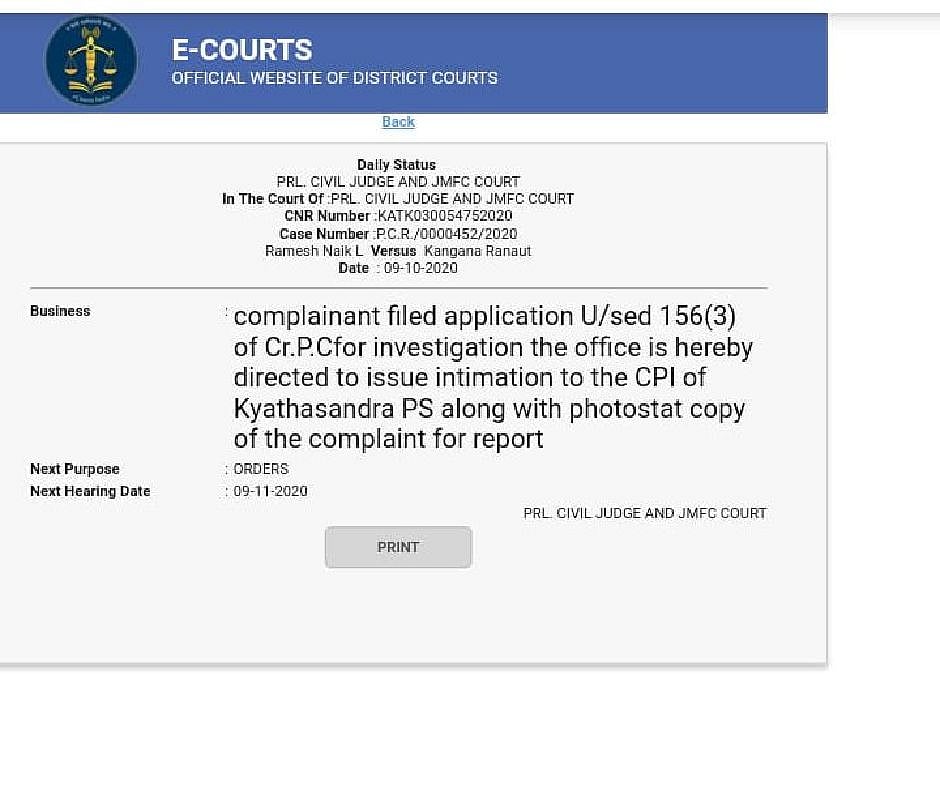 Order passed in complaint against Kangana Ranaut