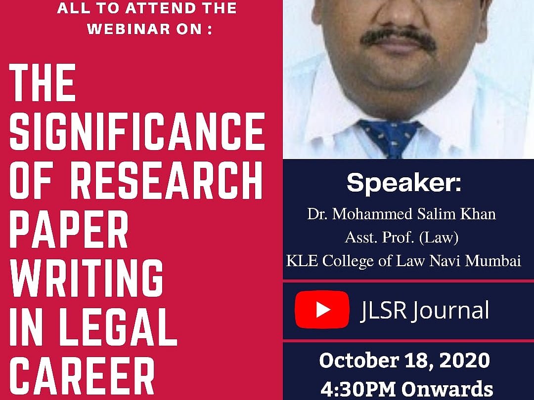 Webinar Alert:  Significance of Research papers for a legal career (Oct 18)