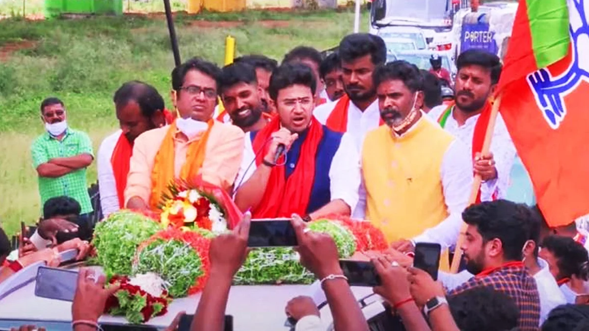Political rally, Tejasvi Surya