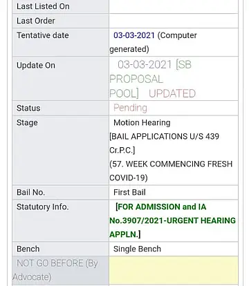 Case status on Madhya Pradesh HC website