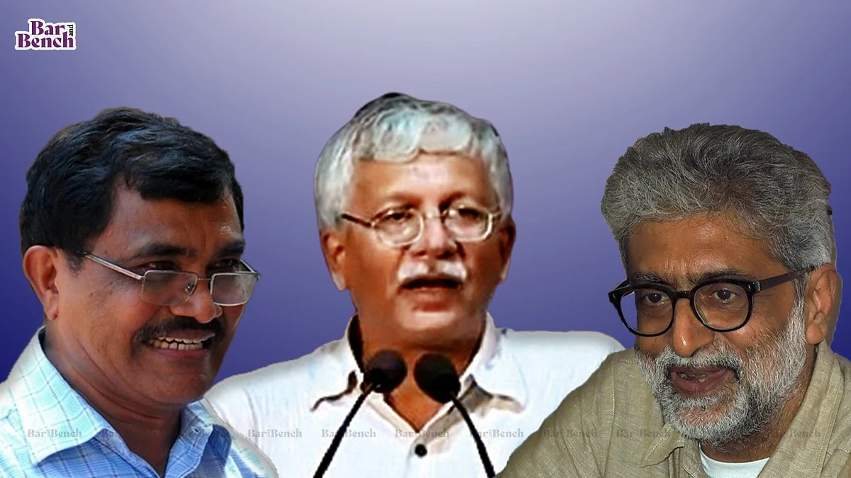 (left to right) Anand Teltumbde, Vernon Gonsalves and Gautam Navlakha